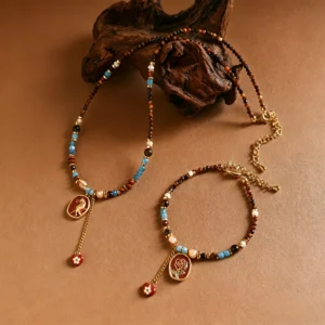 Maillard Colorful Drip Oil Flower Horse Jewelry Set