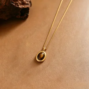 Maillard Coconut Shell & Tiger's Eye Double Pendant