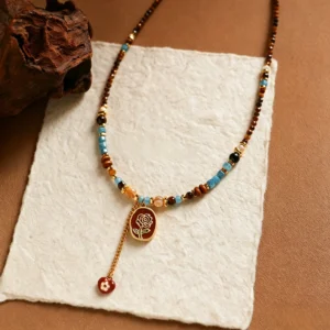 Maillard Colorful Drip Oil Flower Horse Necklace
