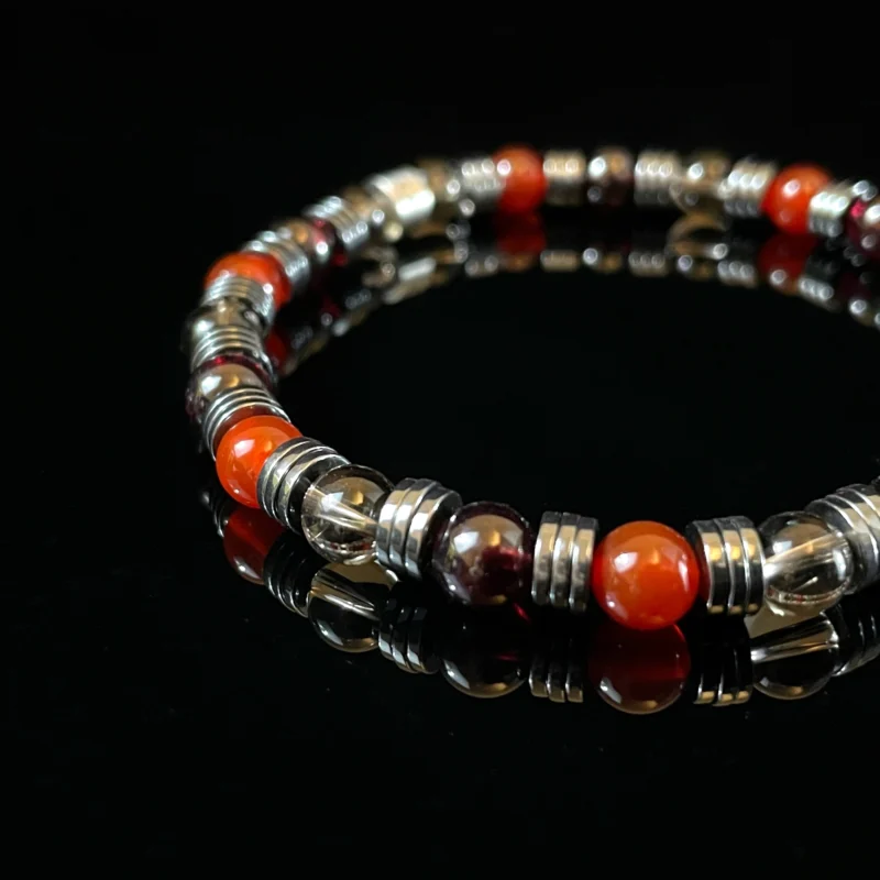 Smoky Quartz Garnet Red Agate Mixed Beaded Bracelet（6mm）