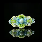 Pale green jade hand‑macrame woven hair barrette fresh cyan‑lime gradient cord handmade oriental hair accessory