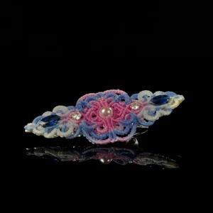 Pearl Gradient Hand‑Macrame Woven Hair Barrette
