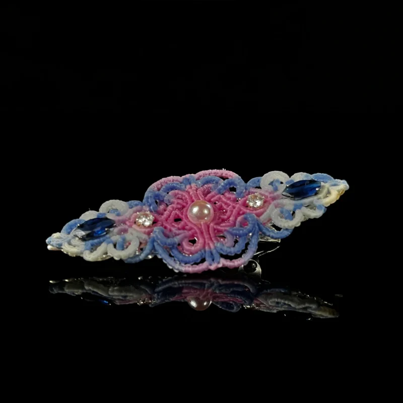 Pearl Gradient Hand‑Macrame Woven Hair Barrette