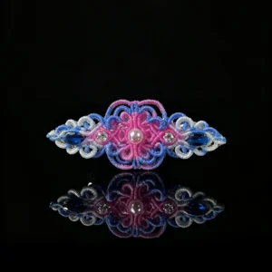 Pearl Gradient Hand‑Macrame Woven Hair Barrette