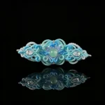 Green jade blue gradient hand‑macrame woven hair barrette cool cyan‑blue‑white gradient cord handmade oriental hair accessory