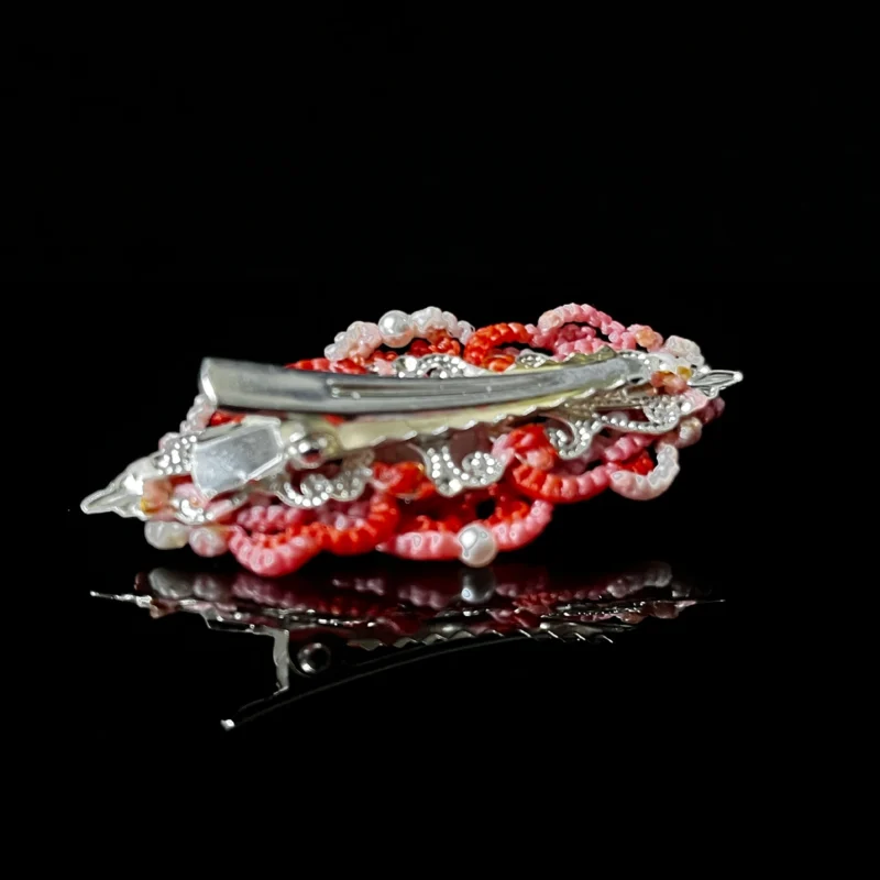 White jade hand‑macrame woven hair barrette handmade oriental natural jade hair accessory