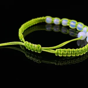 Opal 6mm green braided bracelet handmade opal gemstone woven jewelry