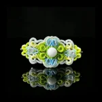 White jade hand‑macrame woven hair barrette fresh green‑blue gradient cord handmade oriental hair accessory