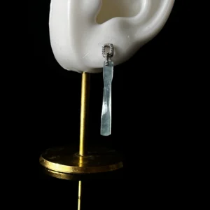 Icy jade long bar drop earrings slender translucent natural icy jade gemstone drop ear jewelry
