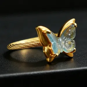 Butterfly Twist‑Band Jade Ring