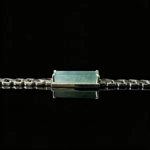 Green rectangle jade box‑link chain bracelet modern geometric natural green jade gemstone wrist jewelry