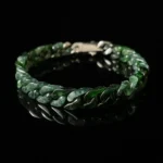 Carved green jade curb chain bracelet chunky hand‑carved natural green jade gemstone statement wrist jewelry