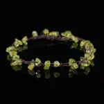 Peridot Chip Braided Bracelet, Hand Woven Adjustable Natural Gemstone Chip Wrist Bracelet
