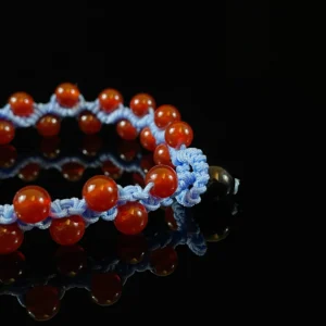 Red Agate 6mm braided bracelet handmade natural red agate woven gemstone jewelry