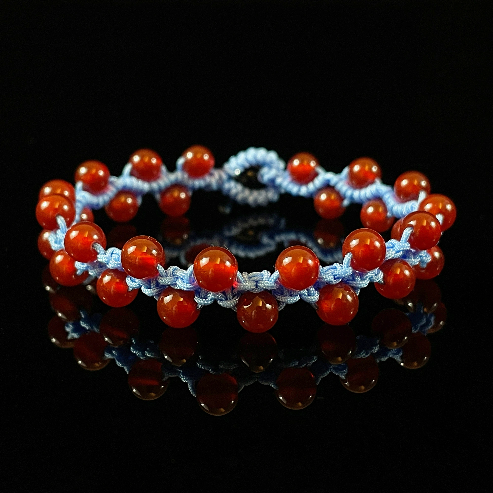 Red Agate 6mm braided bracelet handmade natural red agate woven gemstone jewelry Red Agate 6mm braided bracelet handmade natural red agate woven gemstone jewelry