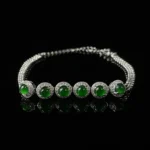 Vivid green jade halo setting bead‑chain bracelet luxury formal natural jade gemstone wrist jewelry