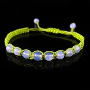 Opal 6mm green braided bracelet handmade opal gemstone woven jewelry