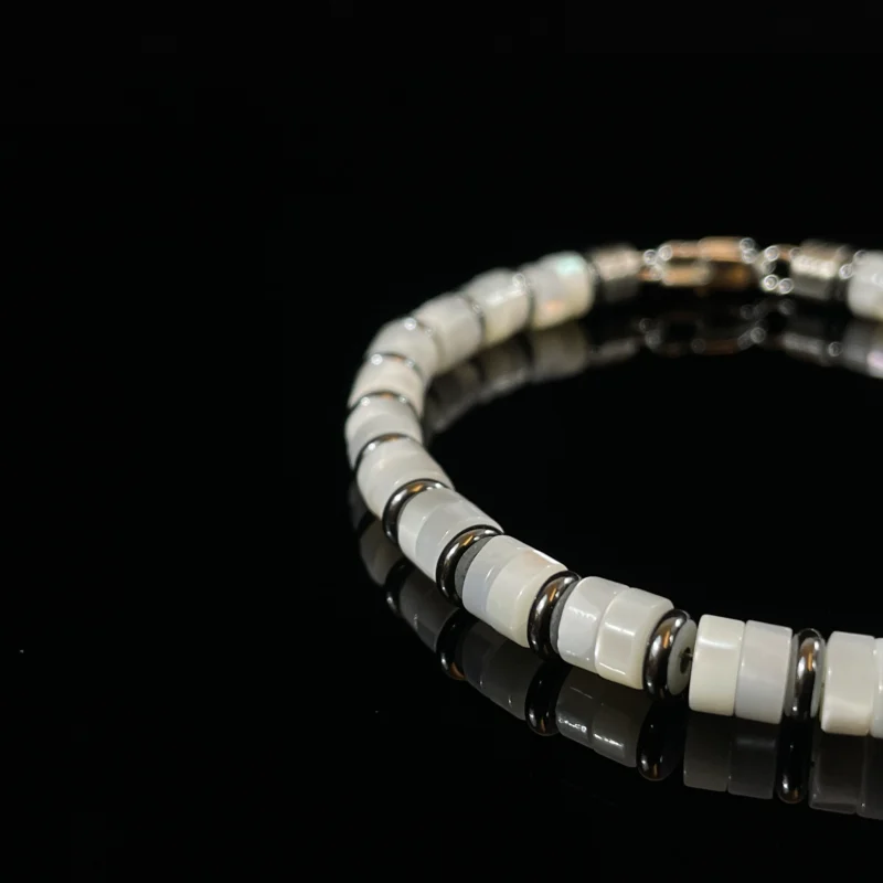 Mother of Pearl & Magnetite Beads （6mm）