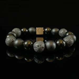 Black Onyx Lava Stone Obsidian Bracelet