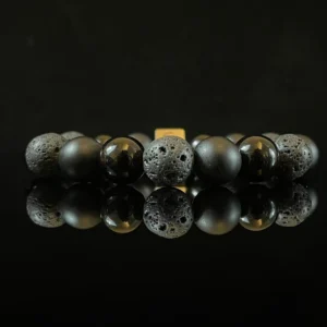 Black Onyx Lava Stone Obsidian Bracelet