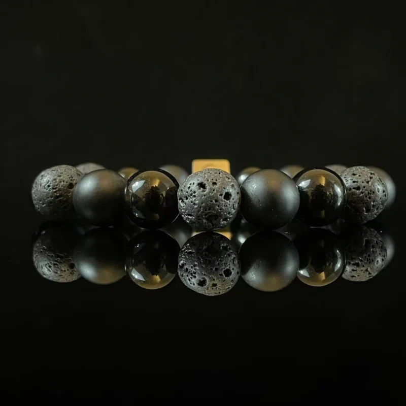 Black Onyx Lava Stone Obsidian Bracelet