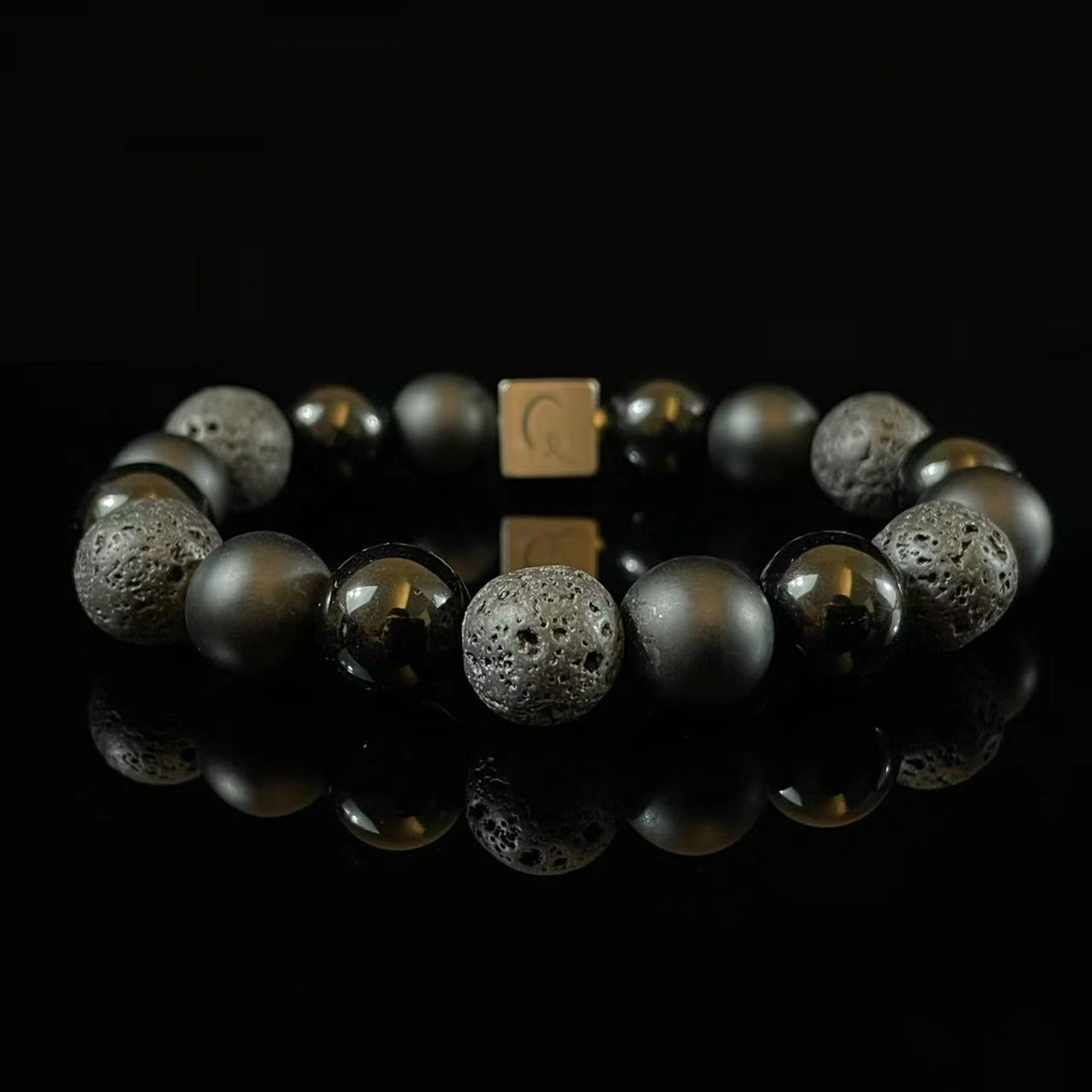 Black Onyx Lava Stone Obsidian Bracelet Black Onyx Lava Stone Obsidian Bracelet