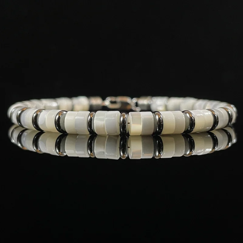 Mother of Pearl & Magnetite Beads （6mm）