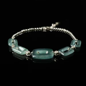 ### Ice‑green jade hollow square link bracelet translucent natural jade dainty gemstone wrist jewelry ---