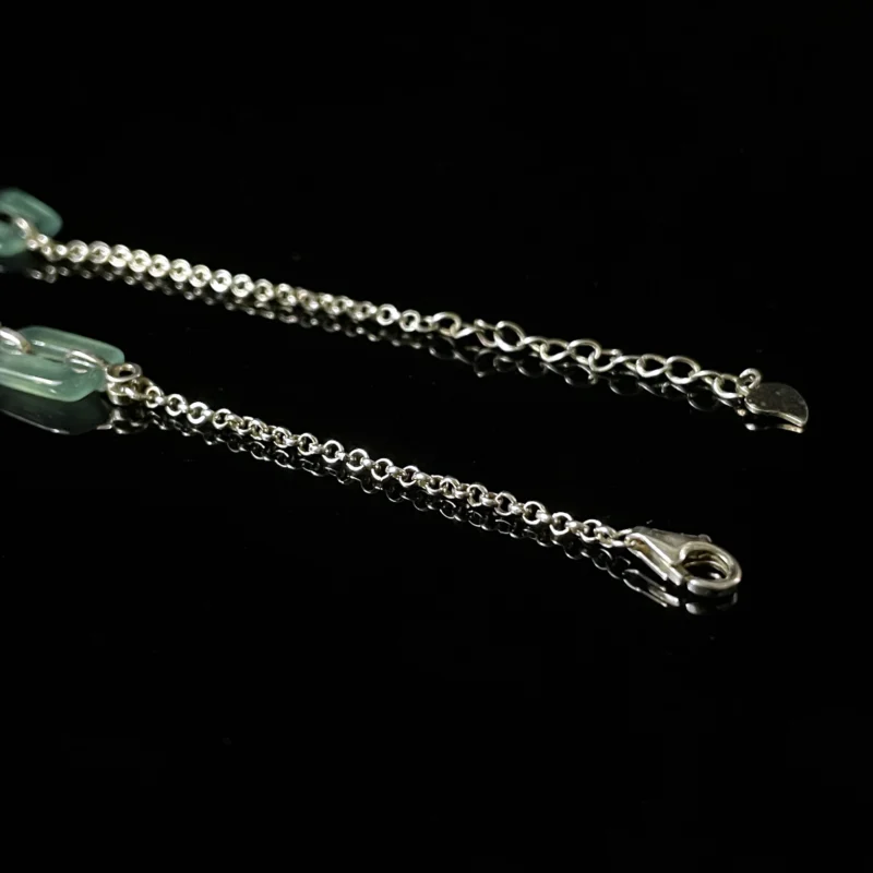 Ice‑green jade hollow square link bracelet translucent natural jade dainty gemstone wrist jewelry