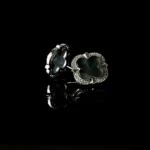 Translucent jade four‑leaf clover halo stud earrings natural jade clover‑shape dainty gemstone ear jewelry